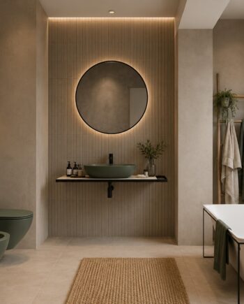 SP17 | Specchio a LED Rotondo Con Cornice Nera | Luce Naturale | Accensione Touch | 80x80cm |