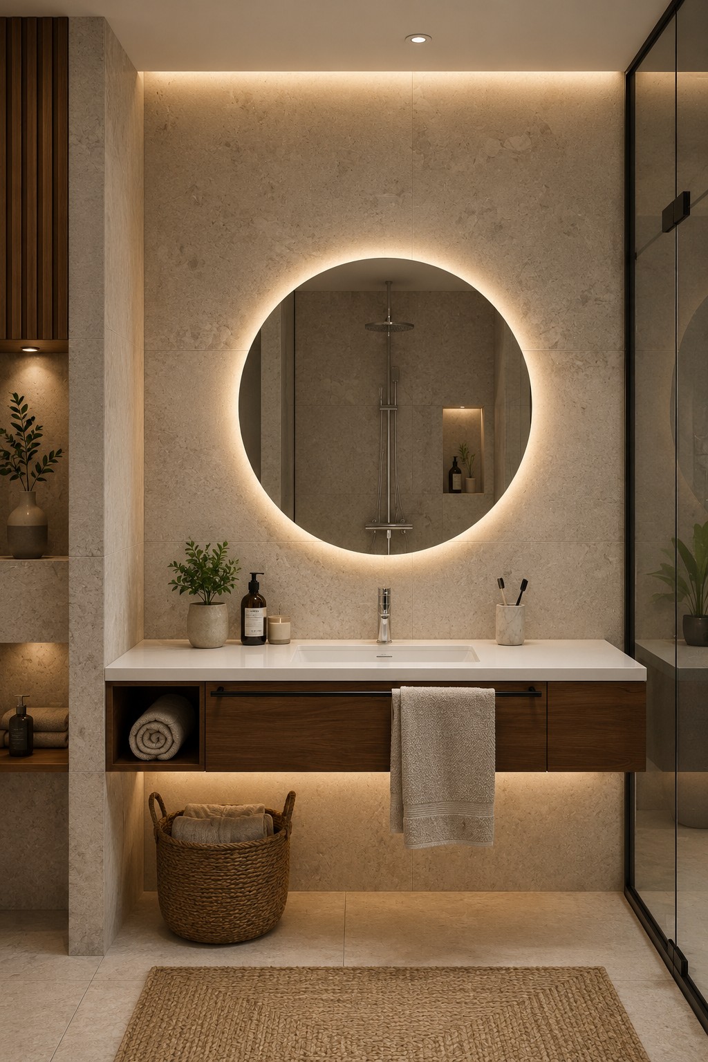 SP18 | Specchio a LED Rotondo | Luce Naturale | Accensione Touch | 110x110cm |