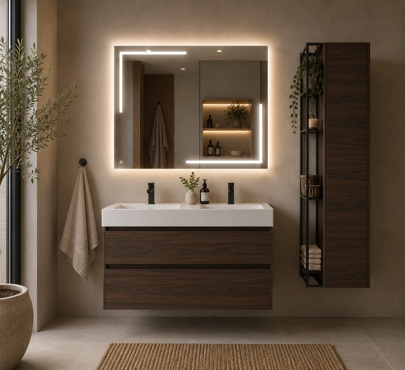 SP3 | Specchio a LED Rettangolare | Luce Naturale | Accensione Touch | 100x65cm |