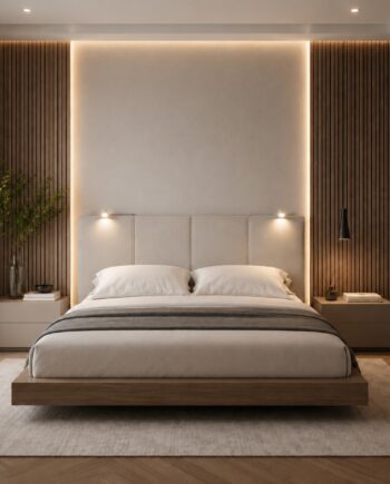 TESTIERA | Spalliera in Ecopelle con 2 Lampade a Led Touch | Colore Caramello | Cuciture Righe | Dimensioni L.180 H.80 |