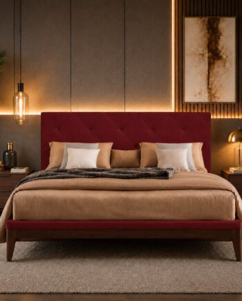 TESTIERA | Spalliera in Ecopelle | Colore Rosso | Cuciture Rombi | Dimensioni L.180 H.80 |