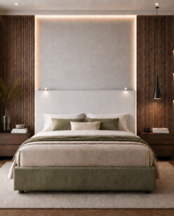 TESTIERA | Spalliera in Ecopelle con 2 Lampade a Led Touch | Colore Ice | Cuciture Rombi | Dimensioni L.160 H.60 |