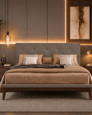 TESTIERA | Spalliera in Ecopelle | Colore Taupe | Cuciture Rombi | Dimensioni L.180 H.80 |