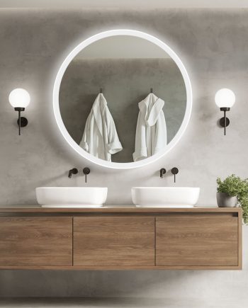 SP6, Specchio a LED Rettangolare, Specchio Bagno con profili luce, Specchio da parete con illuminazione LED, Dimensioni 100x65cm