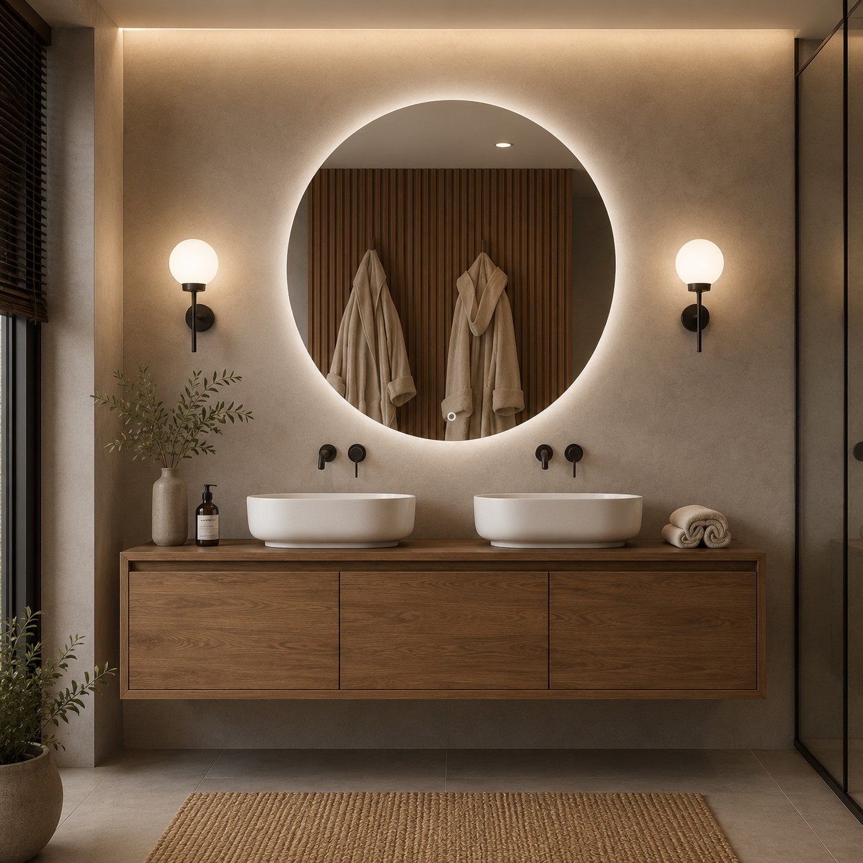 SP10 | Specchio a LED Rotondo | Accensione Touch | Specchio Bagno a cerchio con luce | Specchio da parete con illuminazione L...
