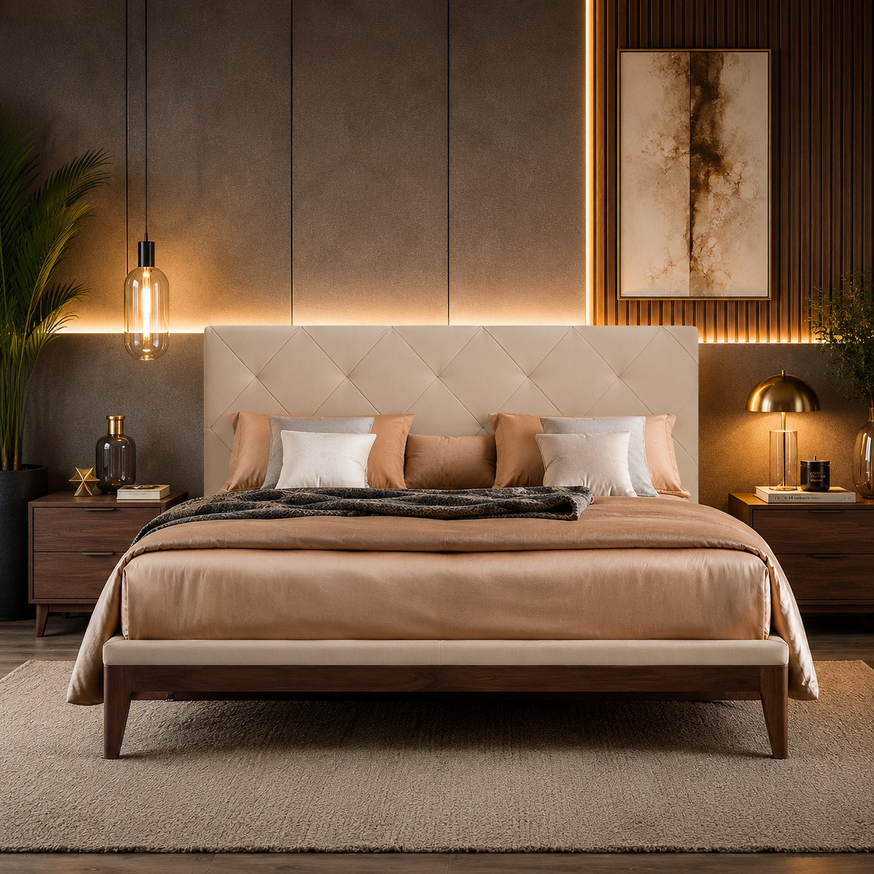 Testiera in Ecopelle | Avorio | Rombo | 160X60 |