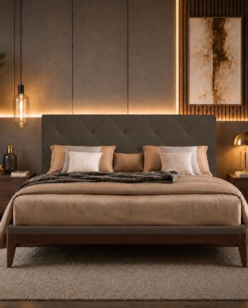 TESTIERA | Spalliera in Ecopelle | Colore Grigio Scuro | Cuciture Rombo | Dimensioni L.160 H.60 |