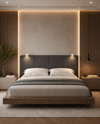 TESTIERA | Spalliera in Ecopelle con 2 Lampade a Led Touch | Colore Grigio Scuro | Cuciture Righe| Dimensioni L.160 H.60 |