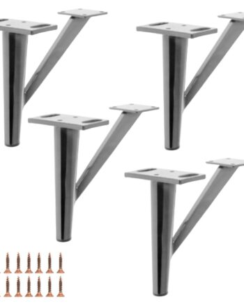 SETA | SET da 4 Piedi e 16 Viti | Cromato | H. 12,30 cm | Piedini per divani e poltrone |
