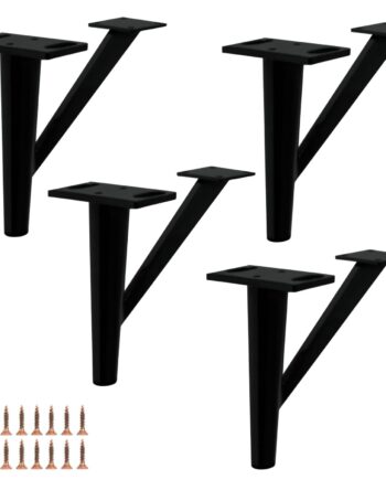 SETA | SET da 4 Piedi e 16 Viti | Nero Opaco | H. 12,30 cm | Piedini per divani e poltrone |