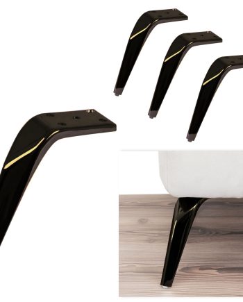 ROBIN | SET 4 Piedi e 16 viti | Nickel Nero | H.13 cm | Piedini per divani-poltrone |