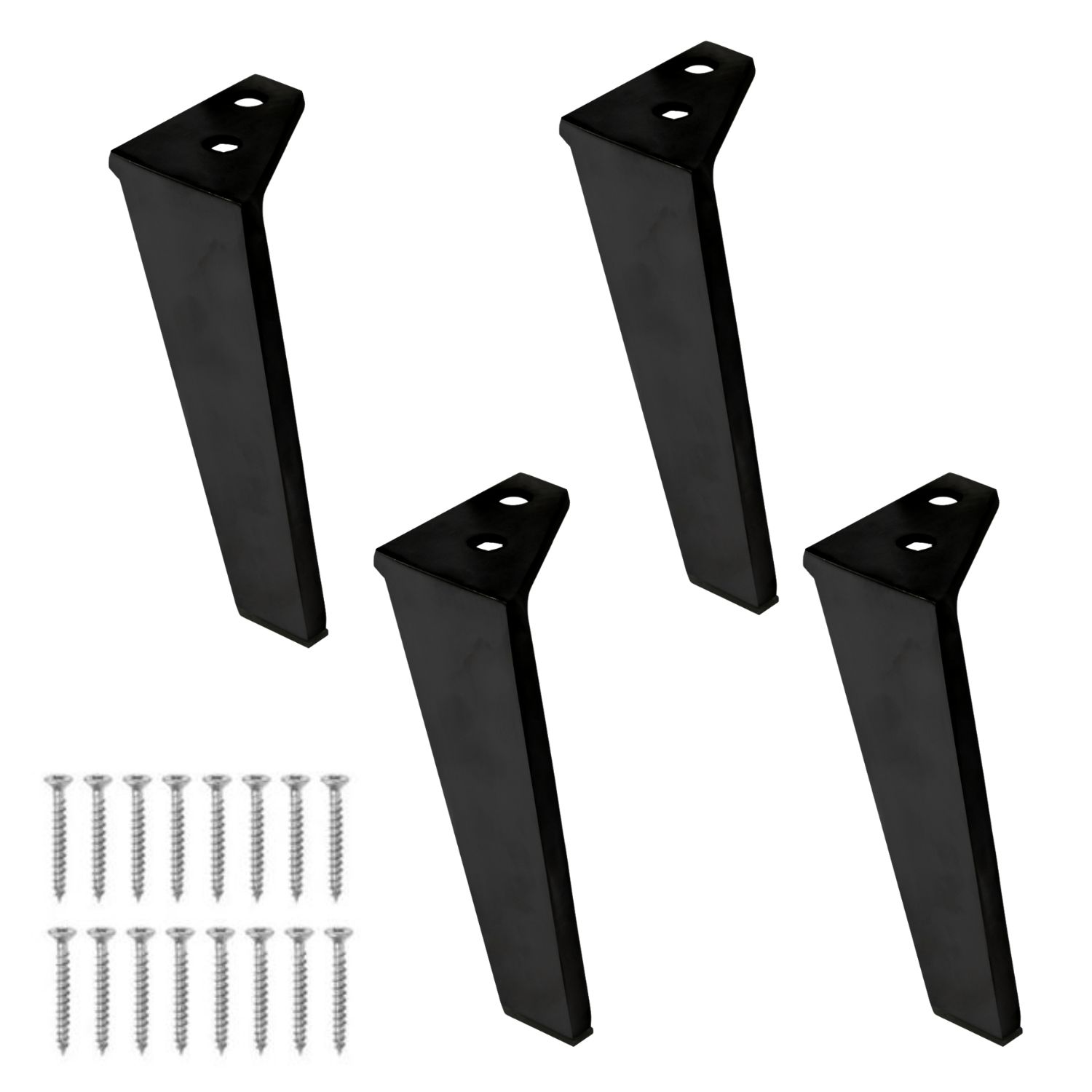998 | SET da 4 Piedi e 16 viti | Nero Opaco | H.14 cm | Piedini per divani-poltrone |