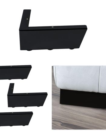 ERONE NEW | SET 4 Piedi e 16 viti | Nero Opaco | H.6,5 L.19x19 | Piedini per letti e poltrone |