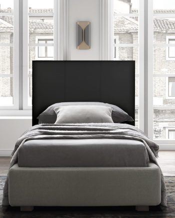 Testiera in Ecopelle | Singola | 80X60 | Righe | Nero | Letto singolo |