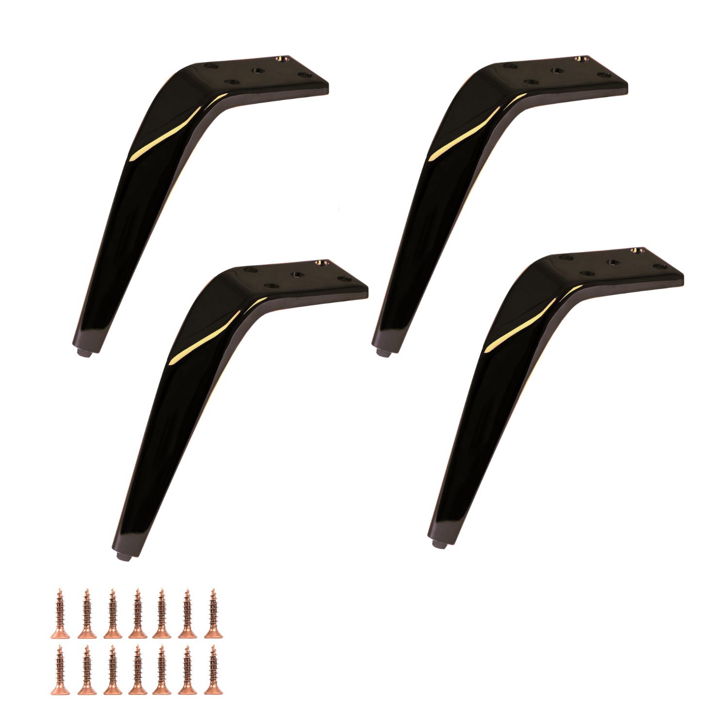 ROBIN | SET 4 Piedi e 16 viti | Nickel Nero | H.13 cm | Piedini per divani-poltrone |