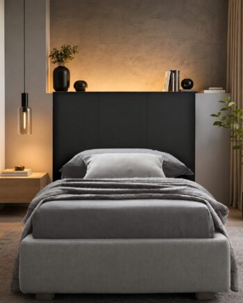 Testiera in Ecopelle | Singola | 80X60 | Righe | Nero | Letto singolo |