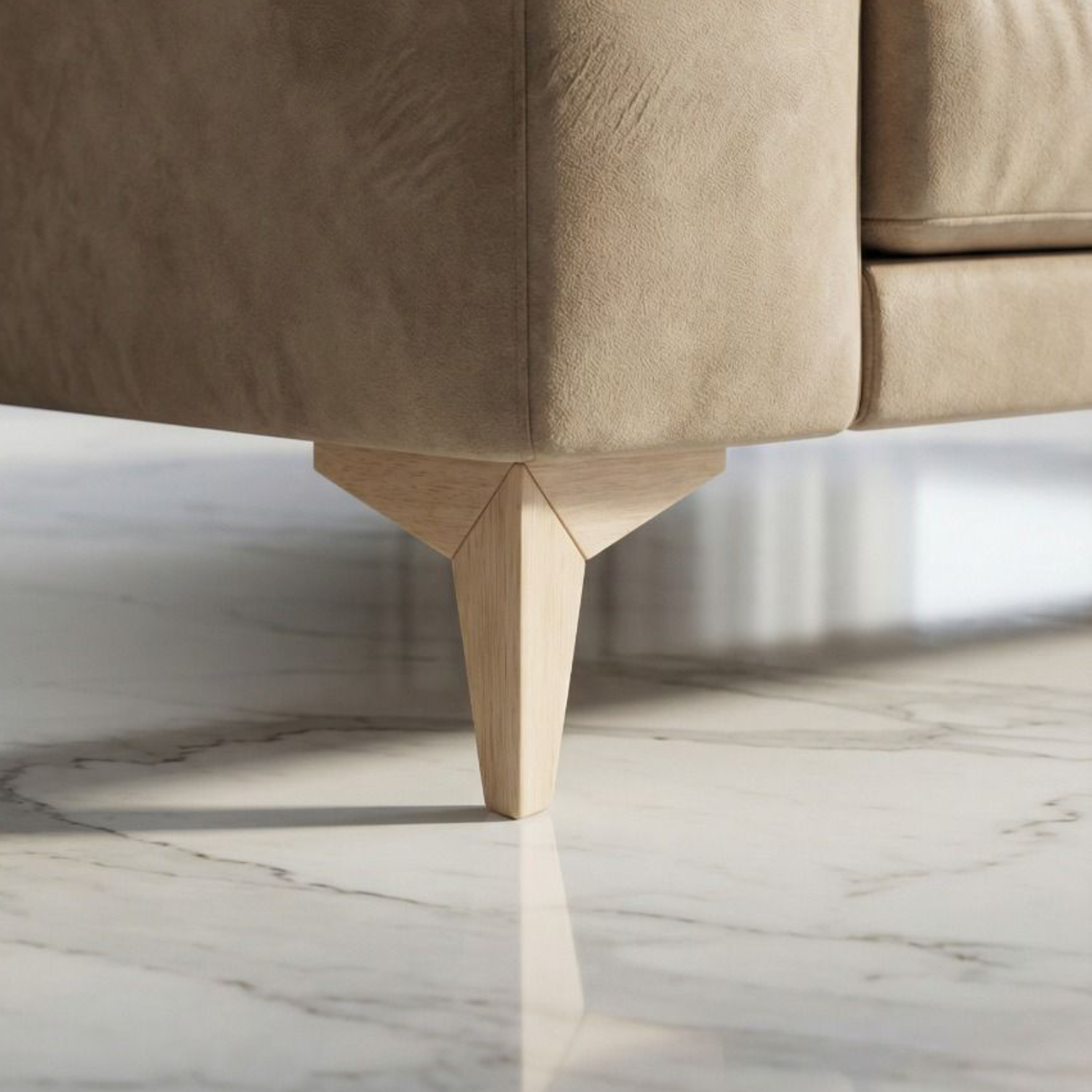 ROCK | SET 4 Piedi in Legno | Colore Naturale | Altezza 13,5 cm | Gambe in Legno per divani e mobili |