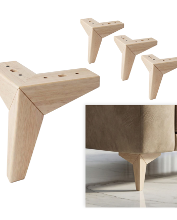 ROCK | SET 4 Piedi in Legno | Colore Naturale | Altezza 13,5 cm | Gambe in Legno per divani e mobili |