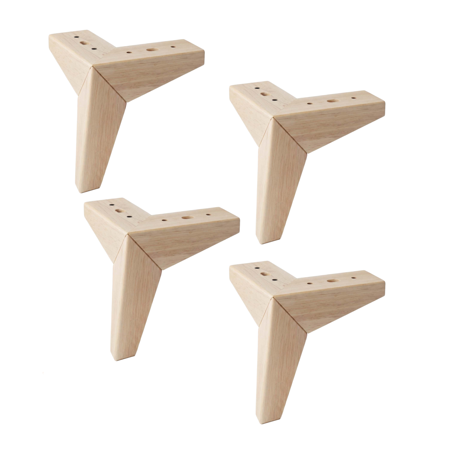 ROCK | SET 4 Piedi in Legno | Colore Naturale | Altezza 13,5 cm | Gambe in Legno per divani e mobili |