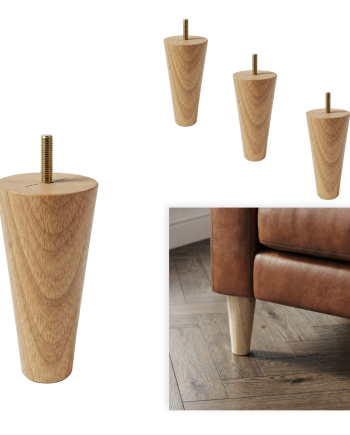 AXEL | SET 4 Piedi in Legno | Colore Naturale | Altezza 12 cm | Gambe in Legno per divani e mobili |