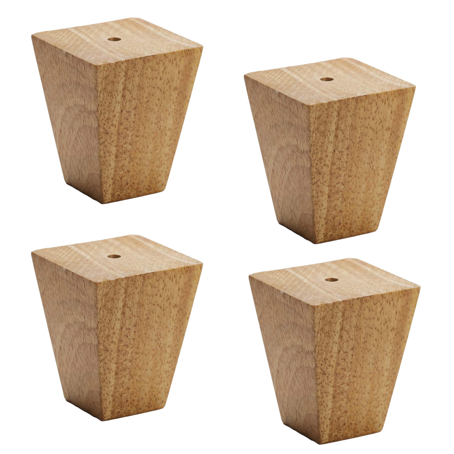 CUBA | SET 4 Piedi in Legno | Colore Naturale | Altezza 8 cm | Gambe in Legno per divani e mobili |