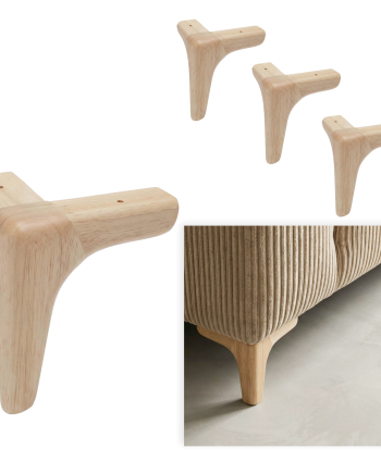 ALINA | SET 4 Piedi in Legno | Colore Naturale | Altezza 10 cm | Gambe in Legno per divani e mobili |