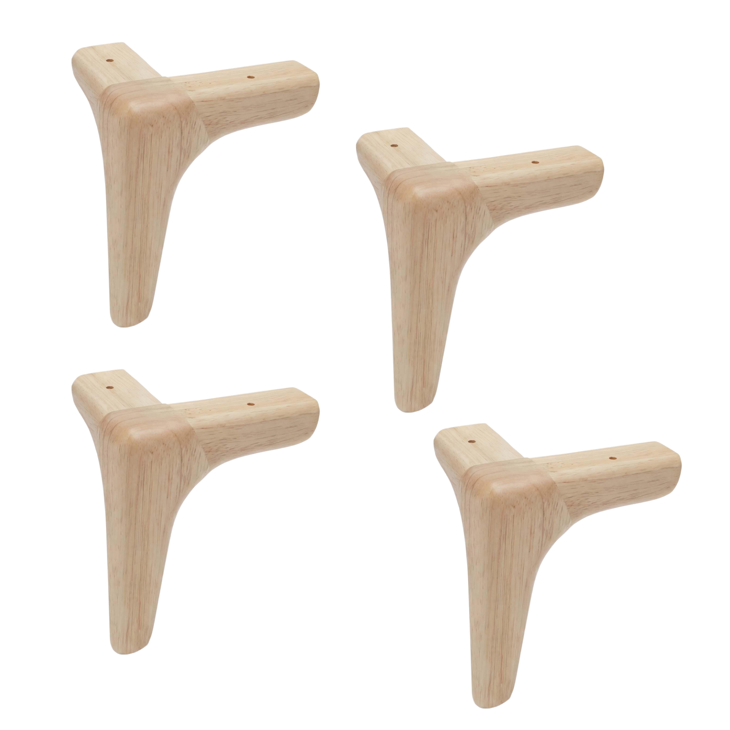 ALINA | SET 4 Piedi in Legno | Colore Naturale | Altezza 10 cm | Gambe in Legno per divani e mobili |