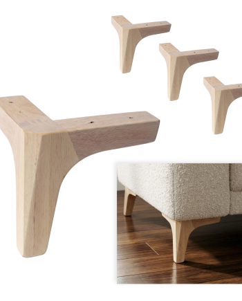 ZENO | SET 4 Piedi in Legno | Colore Naturale | Altezza 15 cm | Gambe in Legno per divani e mobili |