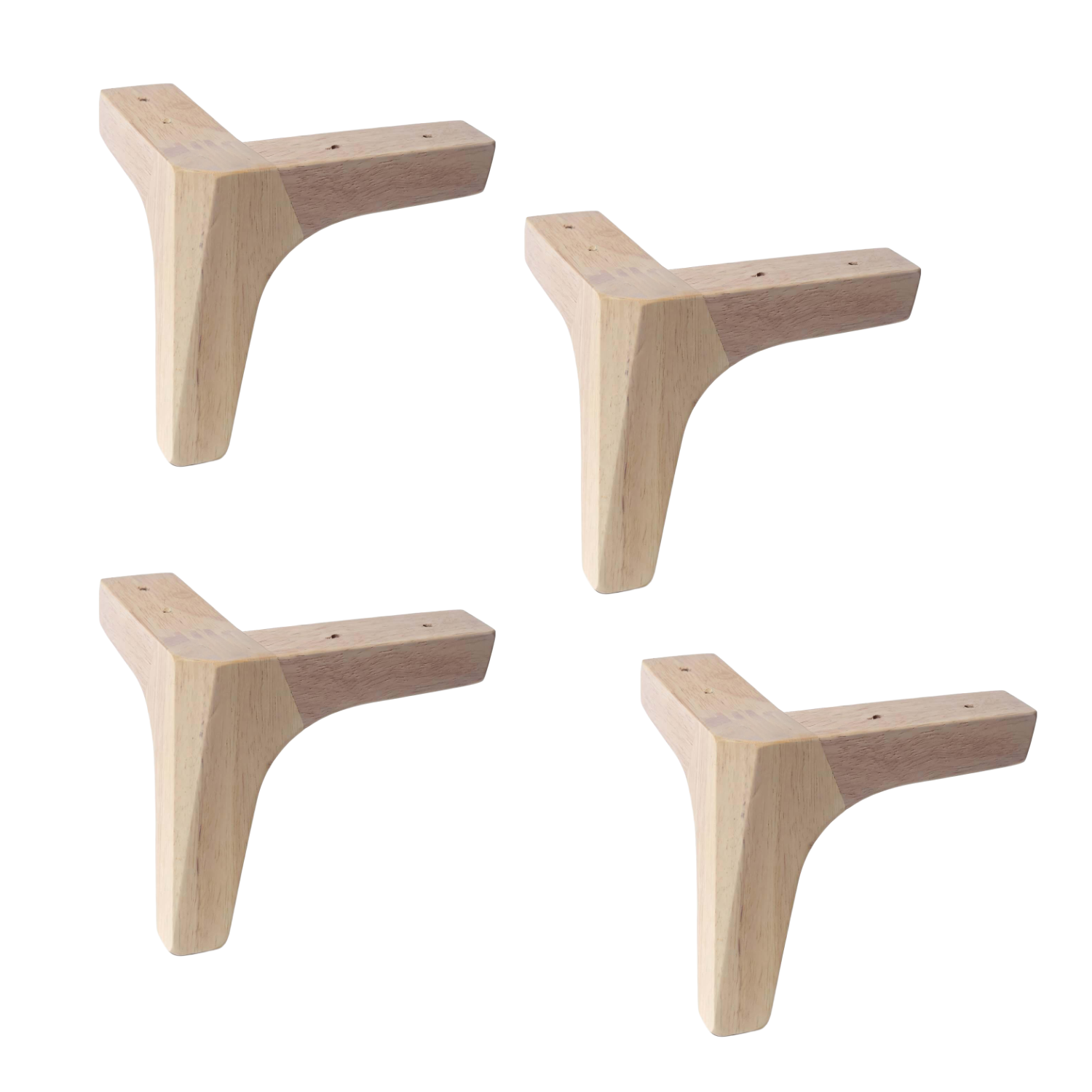 ZENO | SET 4 Piedi in Legno | Colore Naturale | Altezza 15 cm | Gambe in Legno per divani e mobili |