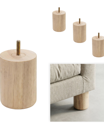 NOVARA | SET 4 Piedi in Legno | Colore Naturale | Altezza 12 cm | Gambe in Legno per divani e mobili |