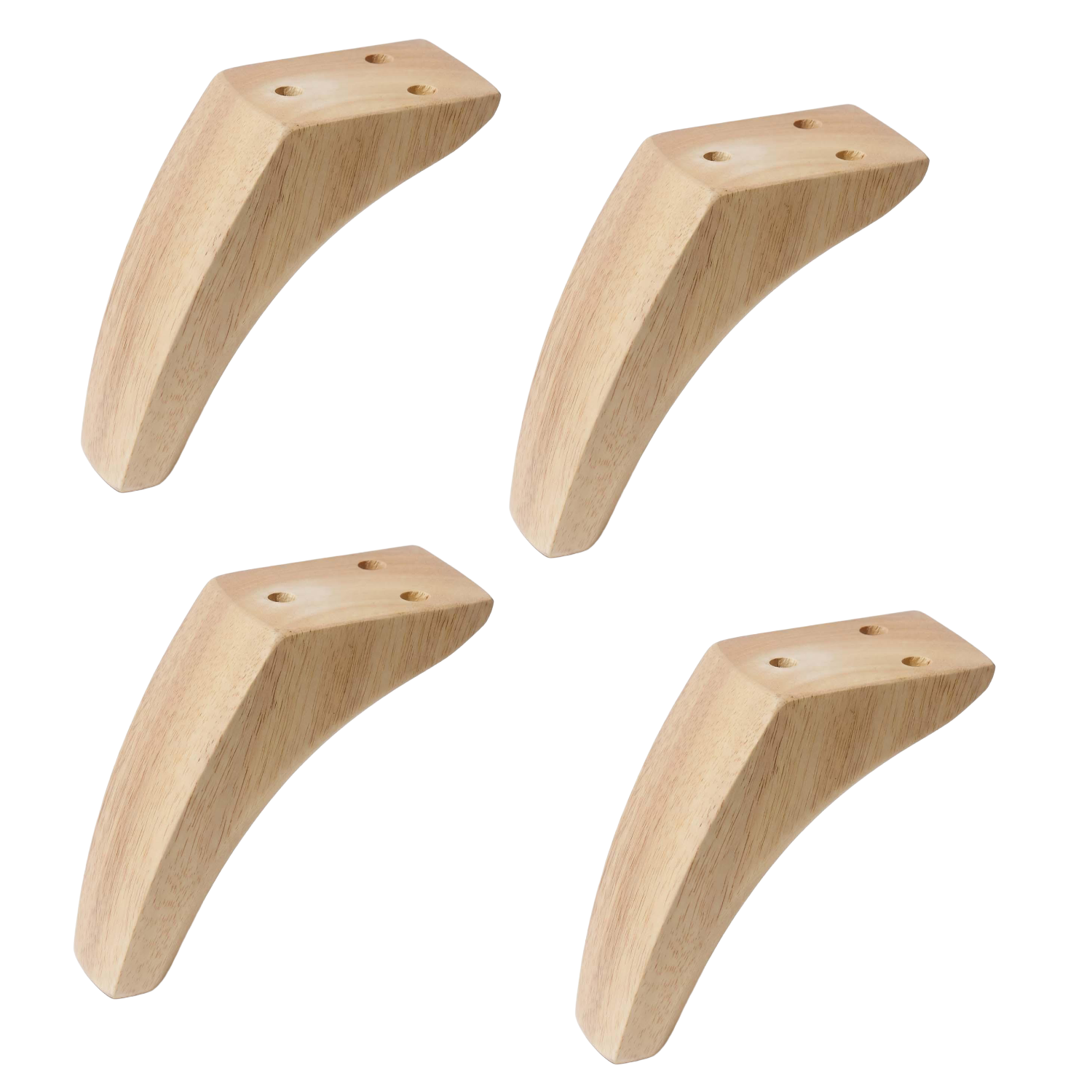 DIVA | SET 4 Piedi in Legno | Colore Naturale | Altezza 12 cm | Gambe in Legno per divani e mobili |