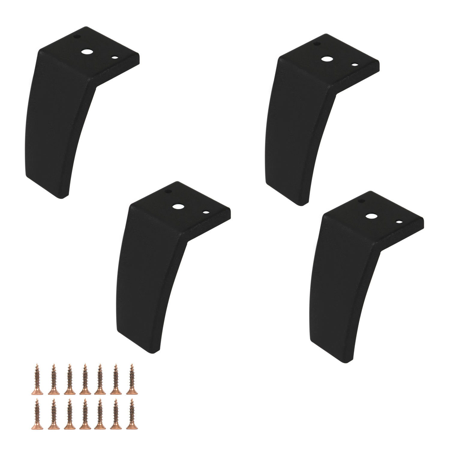 CHELSEA 381 | SET da 4 Piedi e 16 viti | Nero Opaco | H.12 cm | Piedini per divani e poltrone |