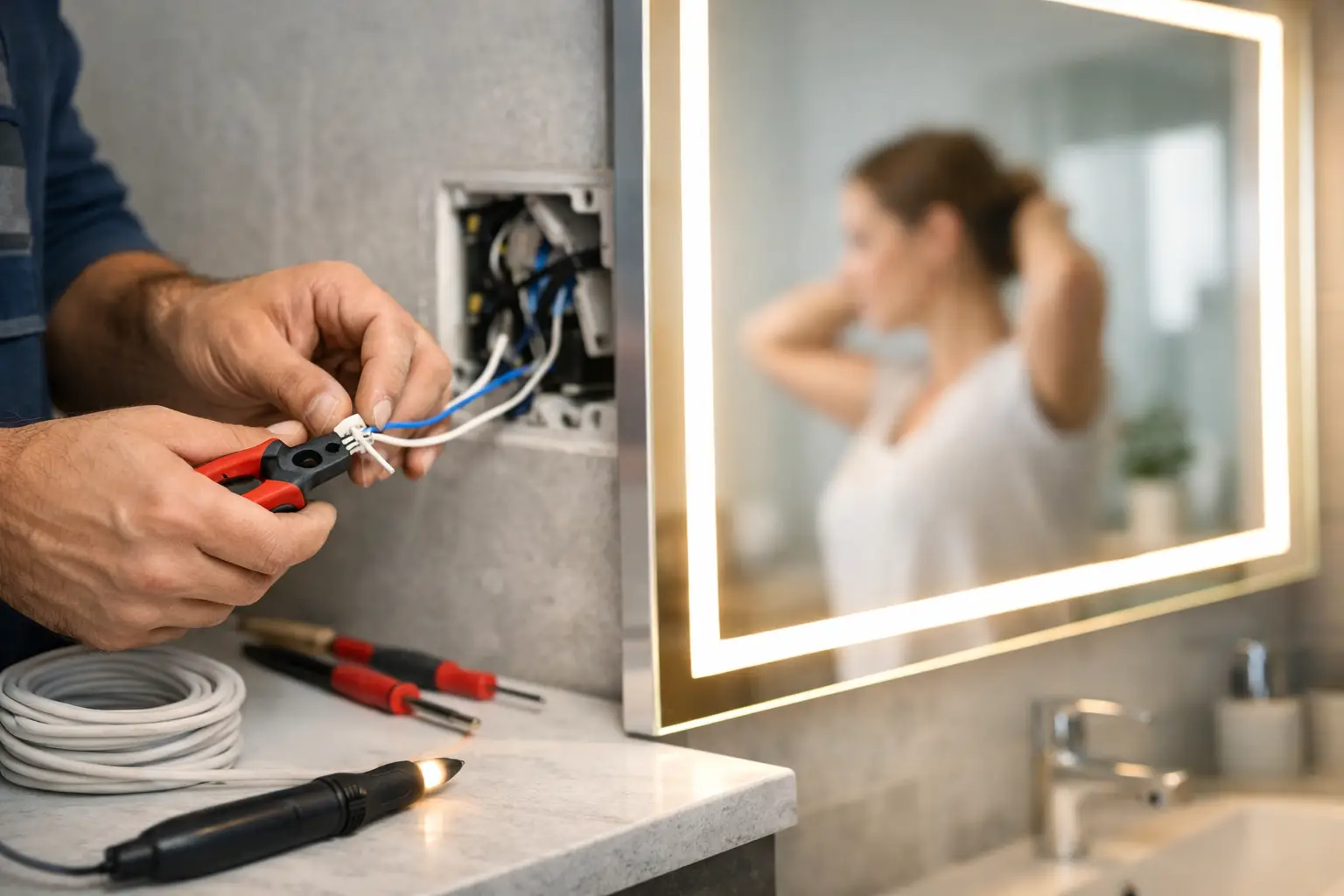 Come collegare luce LED specchio in sicurezza